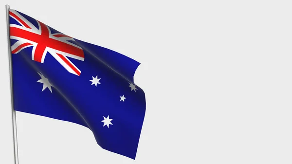 Austrálie 3D mávání vlajky ilustrace na stožáru. — Stock fotografie