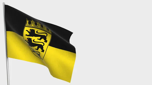 Baden-Wuerttemberg 3D viftande flagga illustration på flaggstång. — Stockfoto