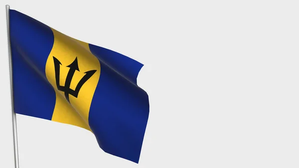 Barbados 3D Flaggenschwenken Illustration auf Fahnenmast. — Stockfoto