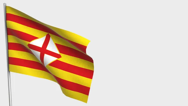 Barcelona 3D mávání vlajky ilustrace na stožáru. — Stock fotografie