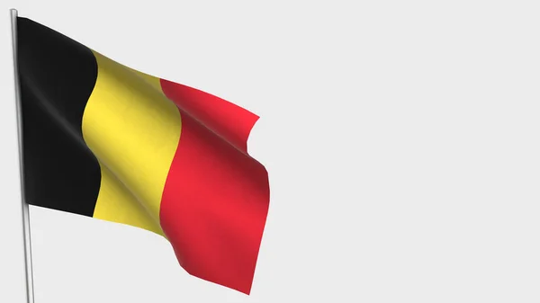 Belgia 3d machając flagą ilustracja na maszcie flagowym. — Zdjęcie stockowe