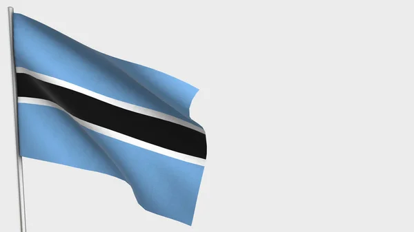 Illustration du drapeau agitant le Botswana 3D sur le mât . — Photo