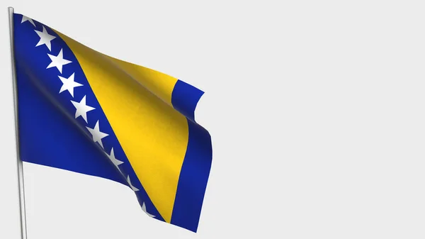 Bosnie-Herzégovine Illustration du drapeau en 3D sur le mât de drapeau . — Photo