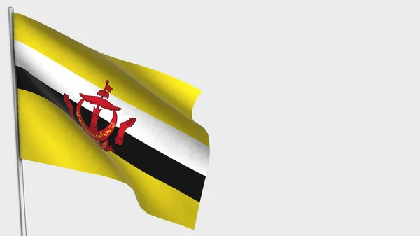 Бруней 3D с флагом на флагштоке . — стоковое фото