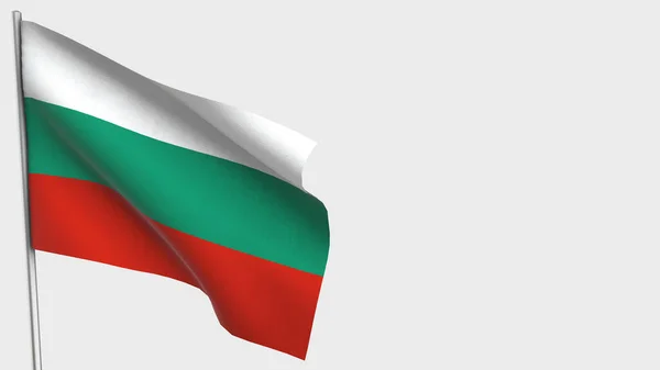 Bulgarije 3d zwaaiende vlag illustratie op vlaggenmast. — Stockfoto