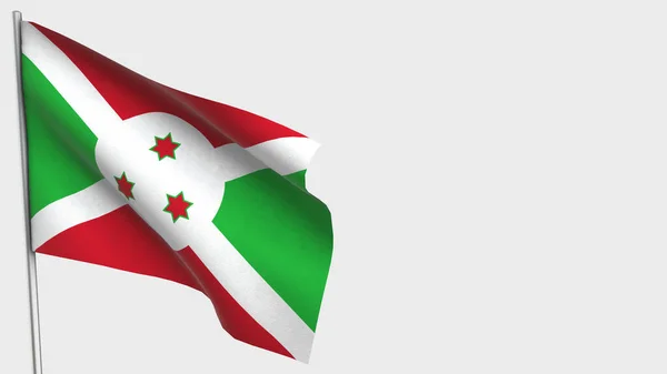 Burundi 3d viftande flagga illustration på flaggstång. — Stockfoto