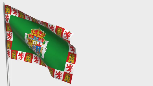 Ilustración de la bandera de Cádiz 3D ondeando el asta de la bandera . — Foto de Stock