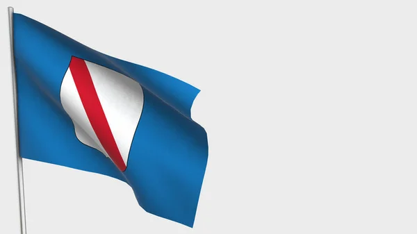 Campania Ilustración de bandera ondeante 3D en asta de bandera . — Foto de Stock