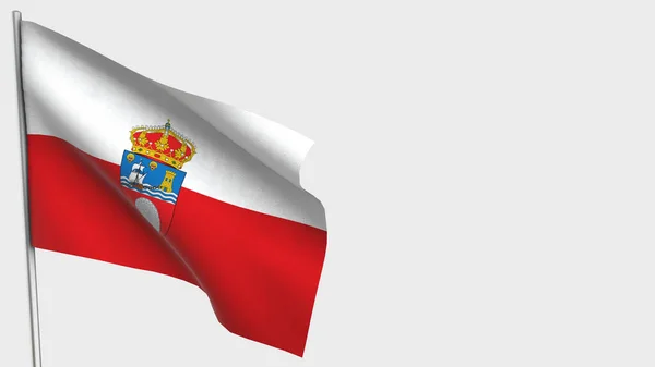 Cantabria 3d lengő zászló illusztráció zászlórúdra. — Stock Fotó