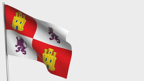 Castilla Y Leon bayrak direğinde bayrak sallıyor.. — Stok fotoğraf
