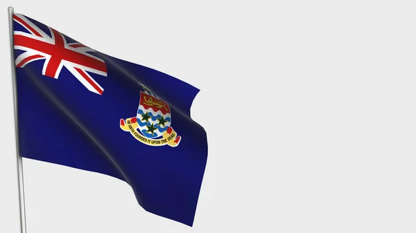 Kajmán-szigetek 3d integető zászló illusztráció zászlórúdra. — Stock Fotó