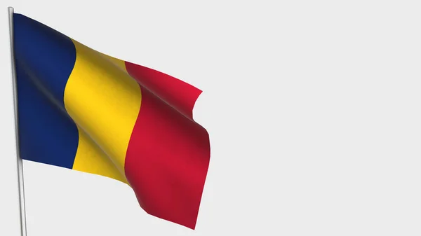 Tsjaad 3d zwaaien vlag illustratie op vlaggenmast. — Stockfoto