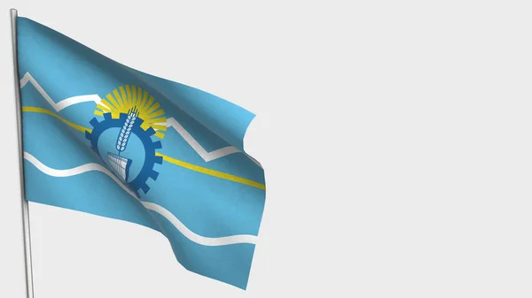 Chubut 3d κυματίζει σημαία εικονογράφηση σε κοντάρι σημαίας. — Φωτογραφία Αρχείου