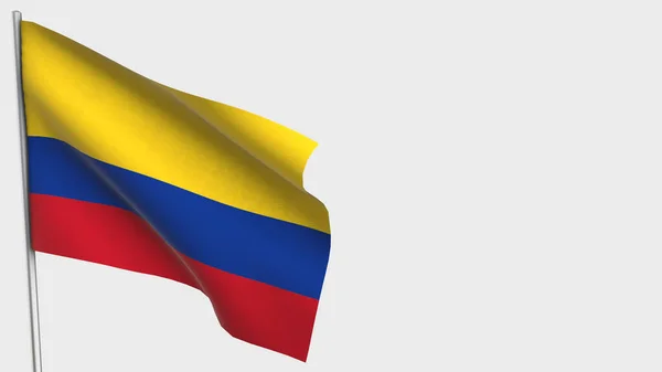 Colombie Illustration de drapeau ondulé 3D sur mât de drapeau . — Photo