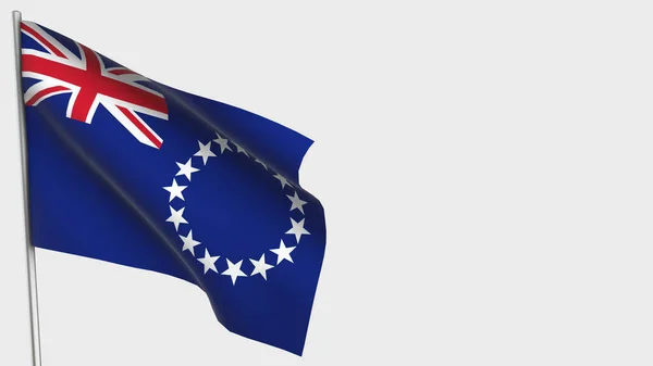 Cook Islands 3D sventola bandiera illustrazione su pennone . — Foto Stock
