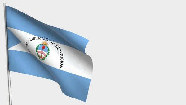 Corrientes 3d flaga machanie ilustracja na maszcie flagowym. — Zdjęcie stockowe
