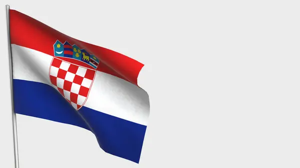 Croacia ilustración de bandera ondeante 3D en asta de bandera . — Foto de Stock