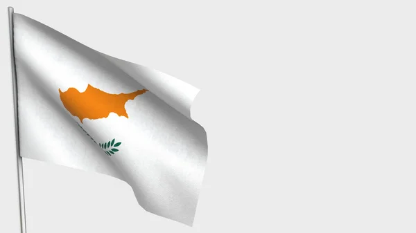 Chypre Illustration du drapeau agitant 3D sur mât de drapeau . — Photo