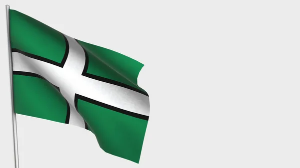 Ilustración de bandera ondeante Devon 3D en asta de bandera . — Foto de Stock