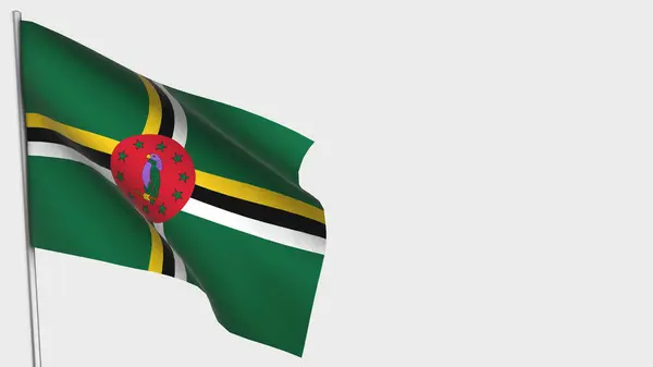 Dominica 3d bayrak direğinde sallanıyor. — Stok fotoğraf