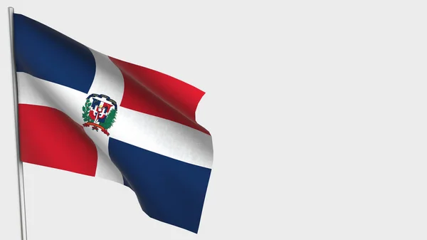 República Dominicana 3D ondeando bandera ilustración en asta de la bandera . — Foto de Stock