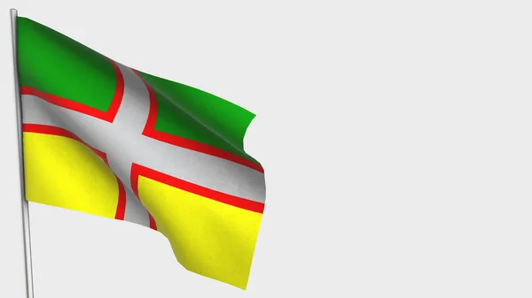 Drapeau Du Saguenay-Lac-Saint-Jean 3d lobogtató zászló illusztráció zászlórúdra. — Stock Fotó