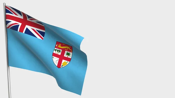 Φίτζι 3d κυματίζει σημαία εικονογράφηση σε κοντάρι. — Φωτογραφία Αρχείου