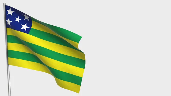 Bandera de Goias Ilustración de bandera ondeante 3D en asta de la bandera . — Foto de Stock