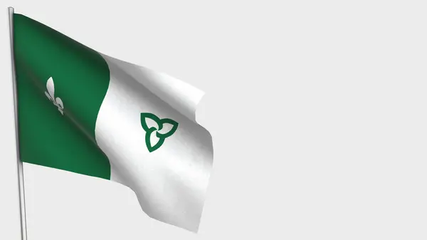 Illustration du drapeau en 3D franco-ontarien sur mât de drapeau . — Photo