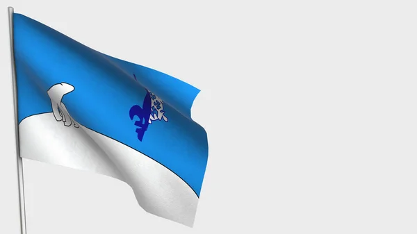 Francotenois 3D acenando ilustração bandeira no mastro . — Fotografia de Stock