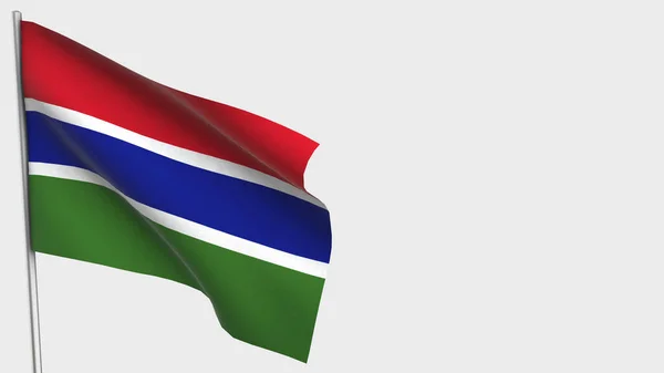 Gambia 3D waving flag illustration on flagpole. — Stock Photo, Image