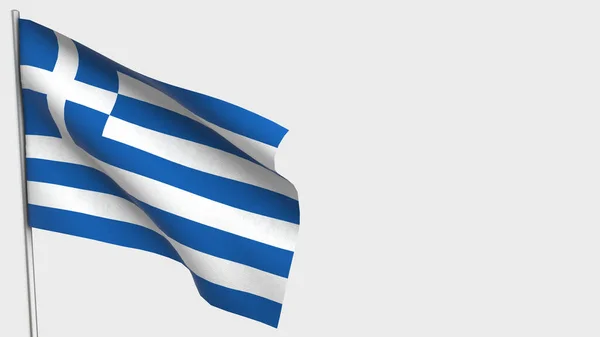 Греция 3D размахивание флагом на флагштоке . — стоковое фото