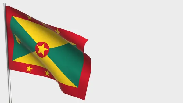Grenada 3D mávání vlajky ilustrace na stožáru. — Stock fotografie