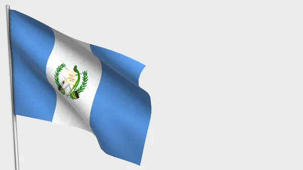 Γουατεμάλα 3d κυματίζει σημαία εικονογράφηση σε κοντάρι. — Φωτογραφία Αρχείου