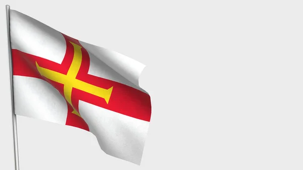 Guernsey 3d κυματίζει σημαία εικονογράφηση σε κοντάρι. — Φωτογραφία Αρχείου