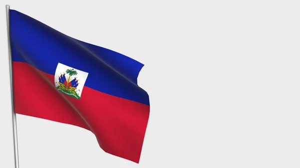Haití Ilustración de bandera ondeante 3D en asta de bandera . —  Fotos de Stock
