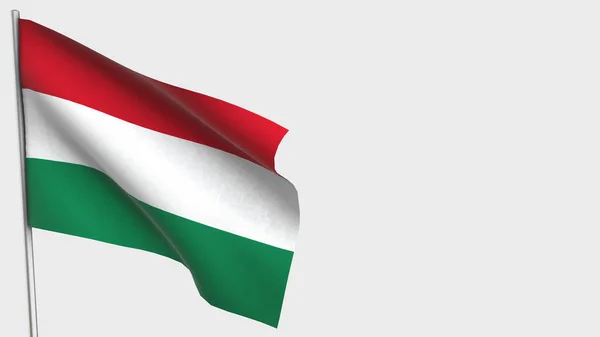 헝가리 플래그 폴 위에서 깃발흔들기 3 차원 삽화. — 스톡 사진