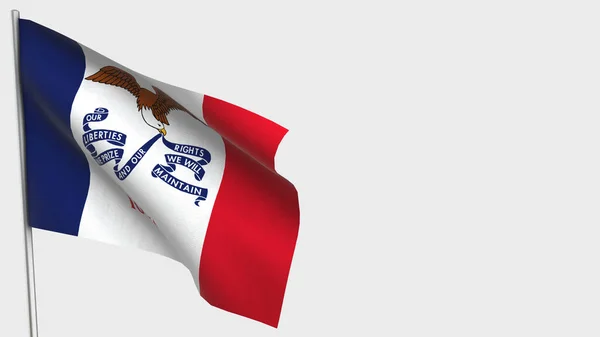 Iowa 3d zwaaiende vlag illustratie op vlaggenmast. — Stockfoto