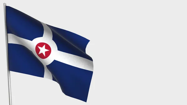 Indianapolis 3D agitant l'illustration du drapeau sur mât de drapeau . — Photo