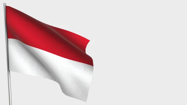 Indonesien 3D viftande flagga illustration på flaggstång. — Stockfoto