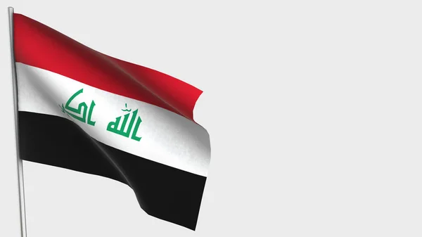 Irak Illustration du drapeau ondulé 3D sur mât de drapeau . — Photo