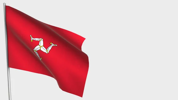 Isle Of Man 3D viftande flagga illustration på flaggstång. — Stockfoto