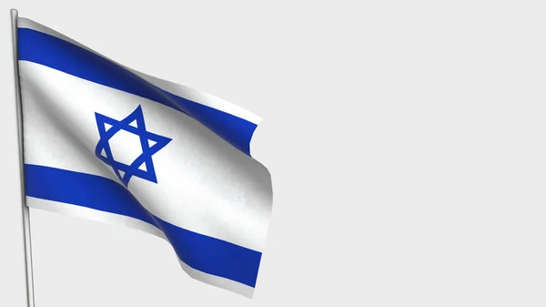 Illustration du drapeau Israël agitant 3D sur mât de drapeau . — Photo