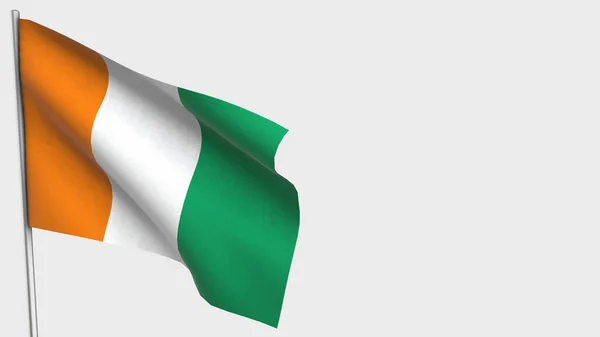Ilustración de la bandera de Costa de Marfil 3D ondeando el asta de la bandera . —  Fotos de Stock