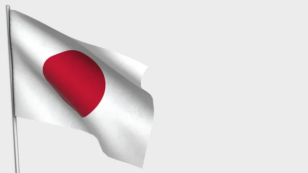 Ilustrasi bendera melambai 3D Jepang di tiang bendera . — Stok Foto