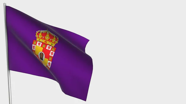 Ilustración de bandera ondeante Jaen 3D en asta de la bandera . —  Fotos de Stock