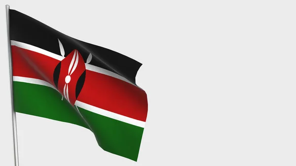 Illustration du drapeau du Kenya en 3D sur mât de drapeau . — Photo