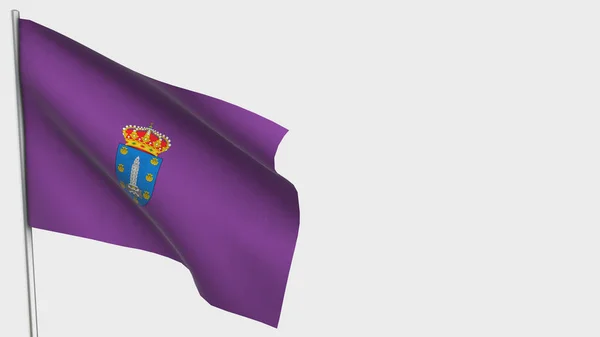 La Coruña Ilustración de bandera ondeante 3D en asta de bandera . — Foto de Stock