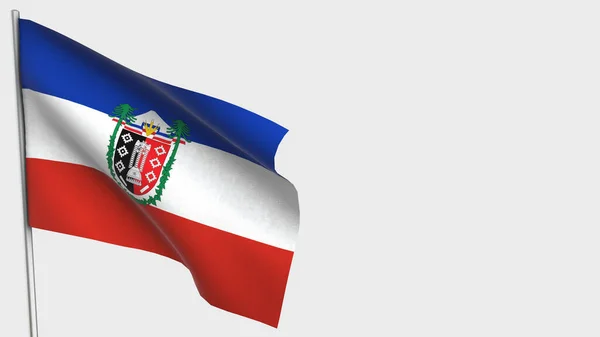 La Araucania Ilustración de bandera ondeante 3D en asta de bandera . — Foto de Stock