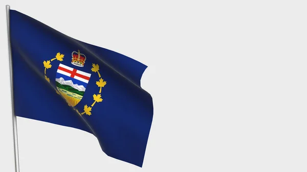 Löjtnant Guvernör i Alberta 3D viftande flagga illustration på flaggstång. — Stockfoto